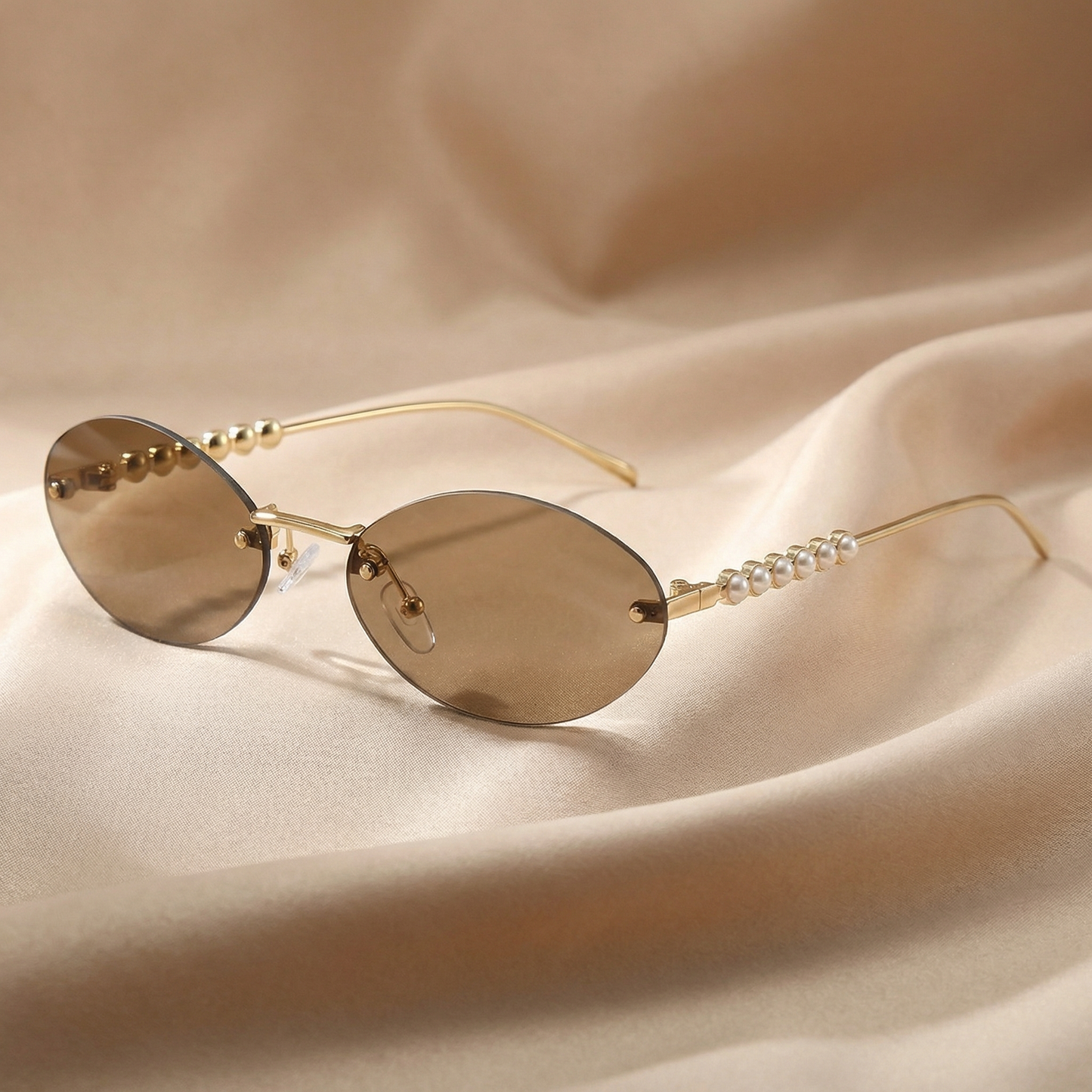 Modern Oval Pearl Sunglasses in Multiple Colorways | Contemporary Oval Eyewear with Pearl Details