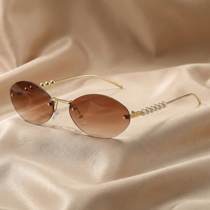 Modern Oval Pearl Sunglasses in Multiple Colorways | Contemporary Oval Eyewear with Pearl Details