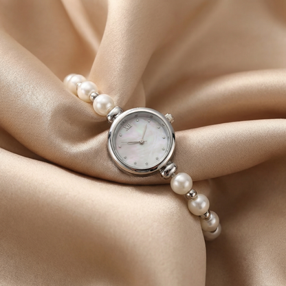 Elegant Pearl Bracelet Watch in Gold, Rose Gold, Silver & Grey | Timeless Jewellery-Inspired Timepiece