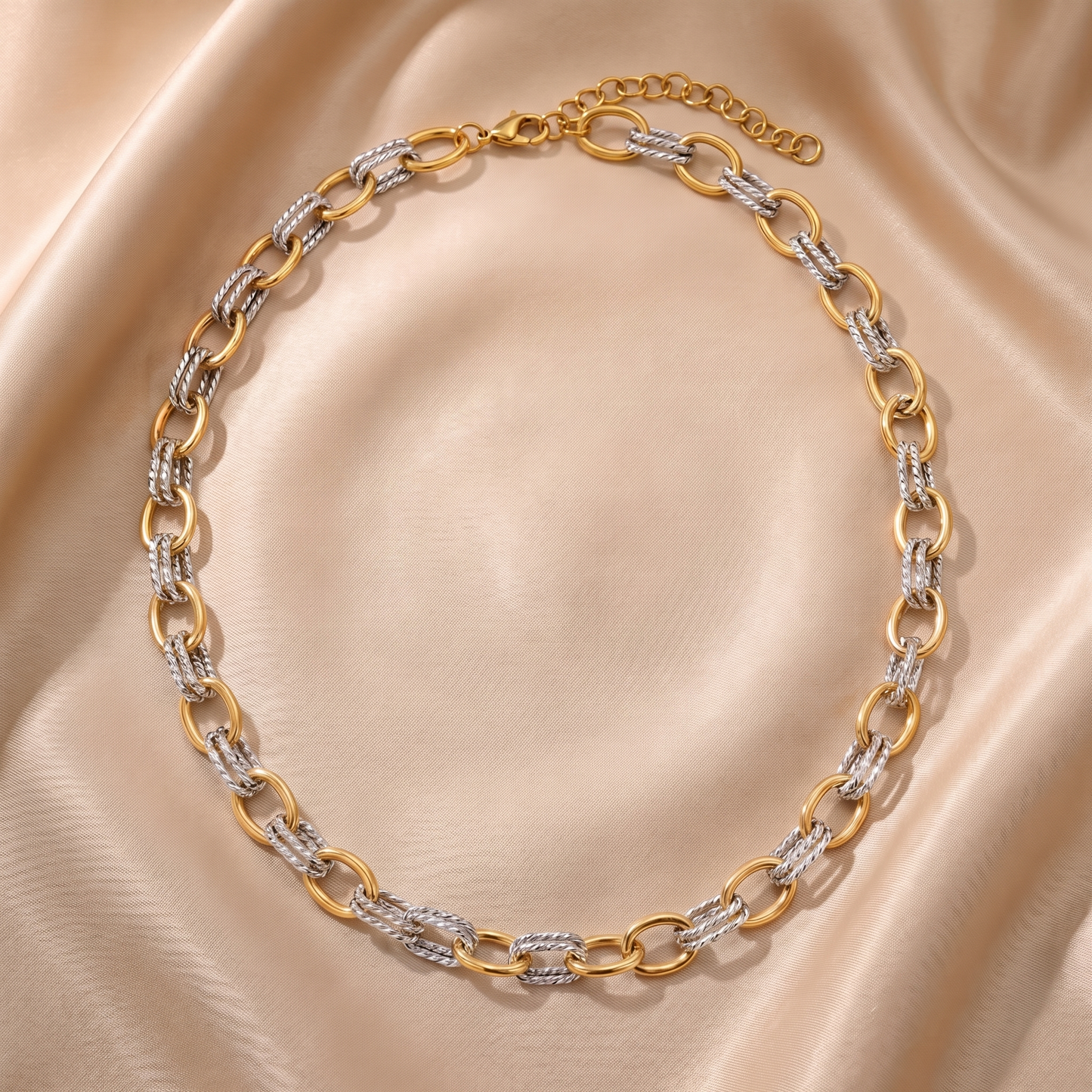 Two-Tone Chain Necklace in Gold & Silver | Bold Modern Link Design