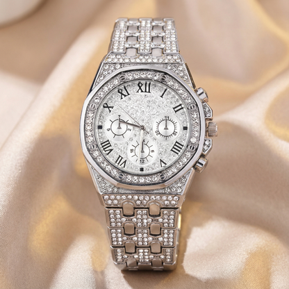 Stainless Steel Chronograph Watch | Elegant Stone Accent Design | Women’s Timeless Accessories