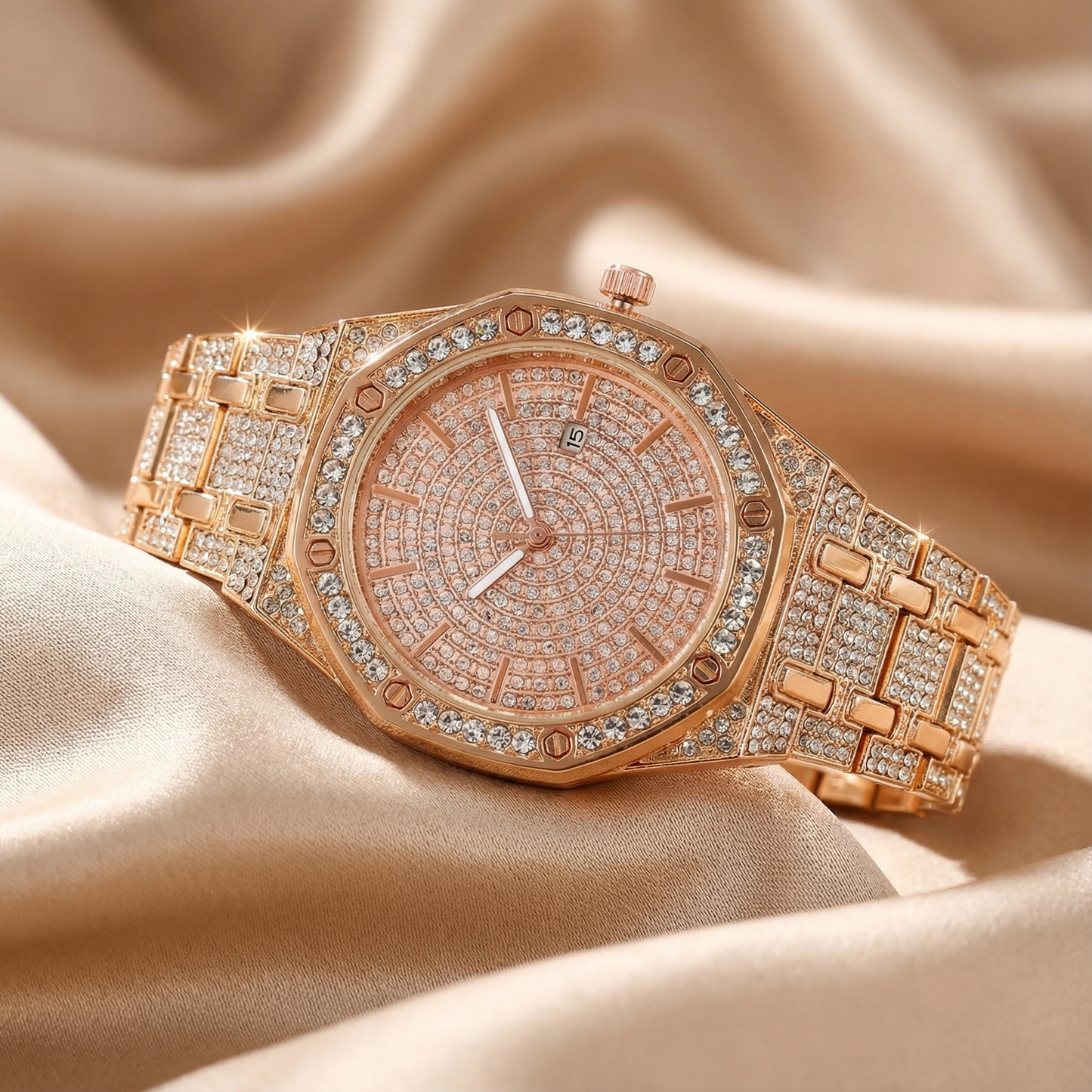 Stainless Steel Watch | Elegant Stone Pattern Design | Women’s Timeless Accessories