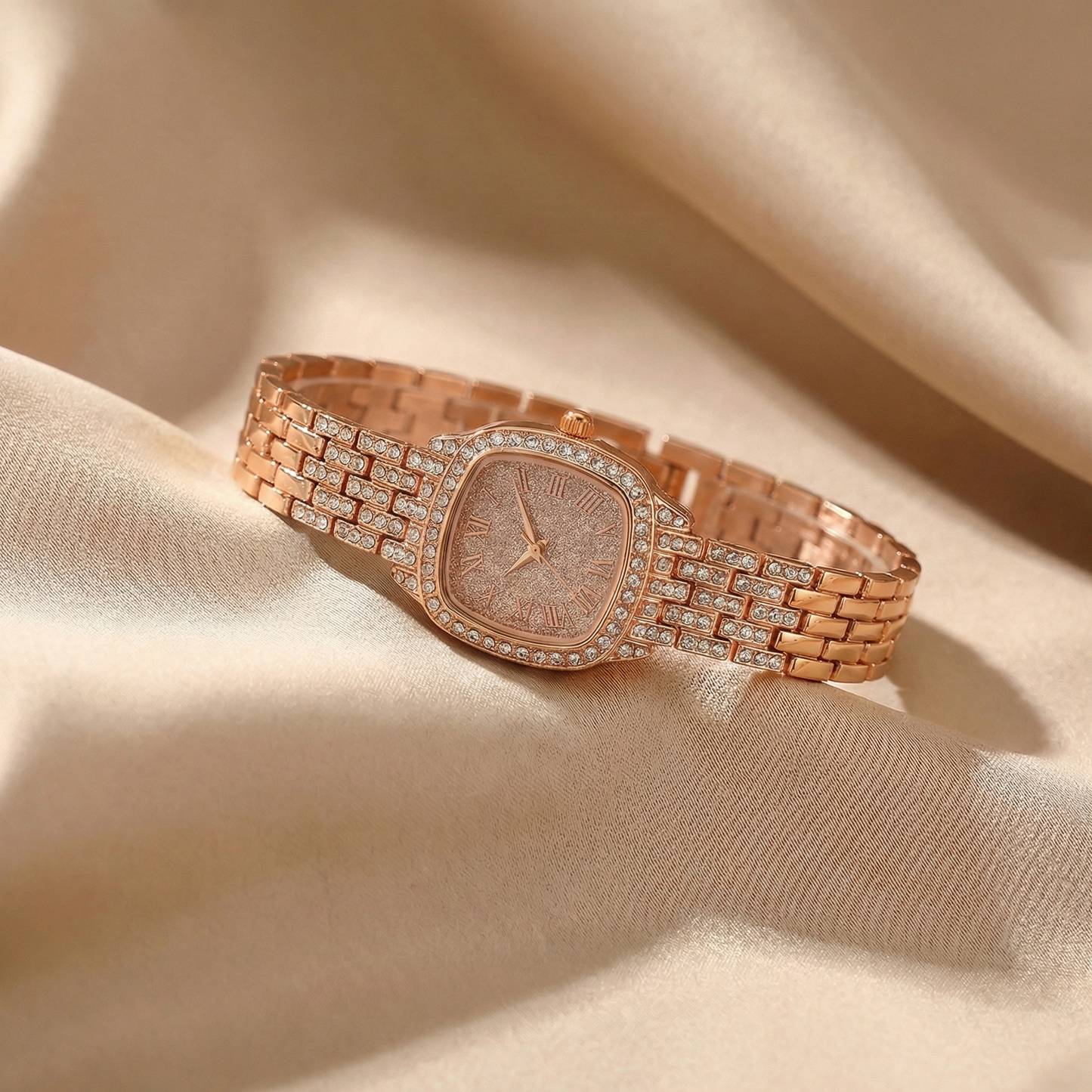 Stainless Steel Watch with Crystal Bracelet | Gold, Rose Gold & Silver Variants | Elegant Luxury Quartz Watch