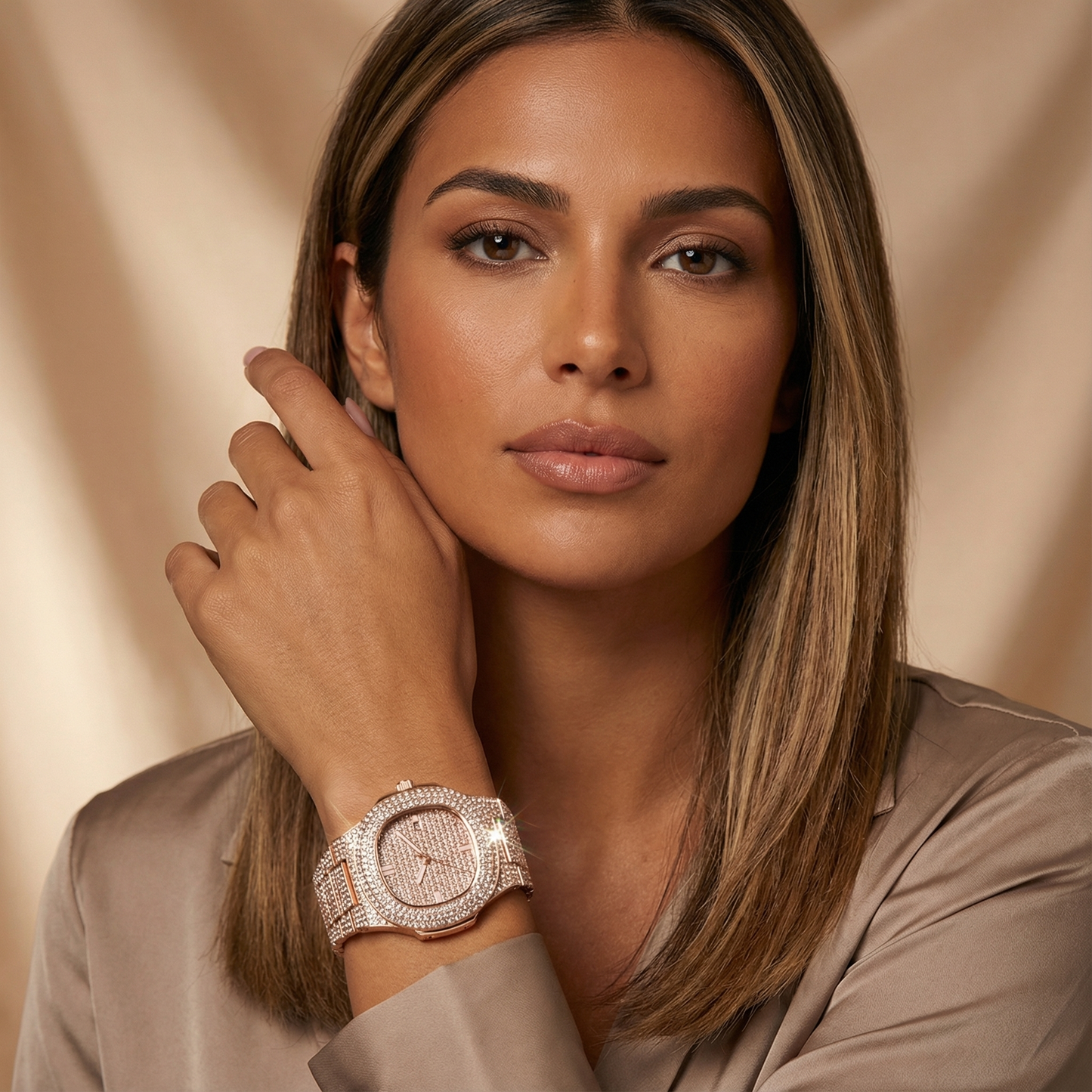 Stainless Steel Iced Watch | Luxury Crystal Design | Women’s Statement Accessories