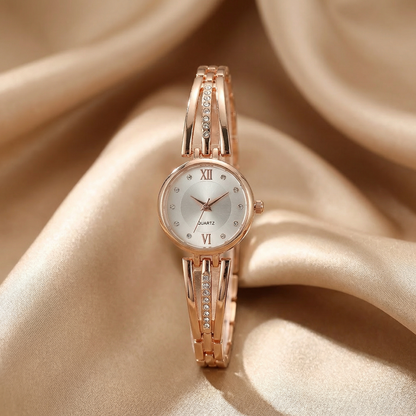 Elegant Slim Bracelet Watch in Rose Gold, Gold & Silver | Minimalist Stainless Steel Quartz Watch for Everyday Style