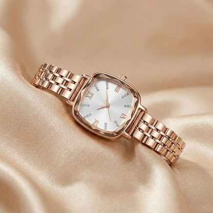 Rose Gold Square Bracelet Watch for Women | Stainless Steel Link Bracelet | Multiple Dial Options
