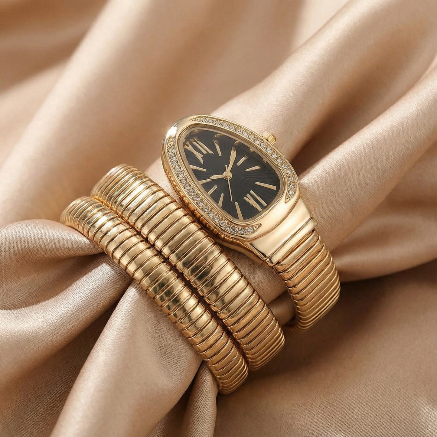 Sculptural Coil Watch | Stainless Steel Statement Design | Elegant Wrap Bracelet | Timeless Modern Luxury
