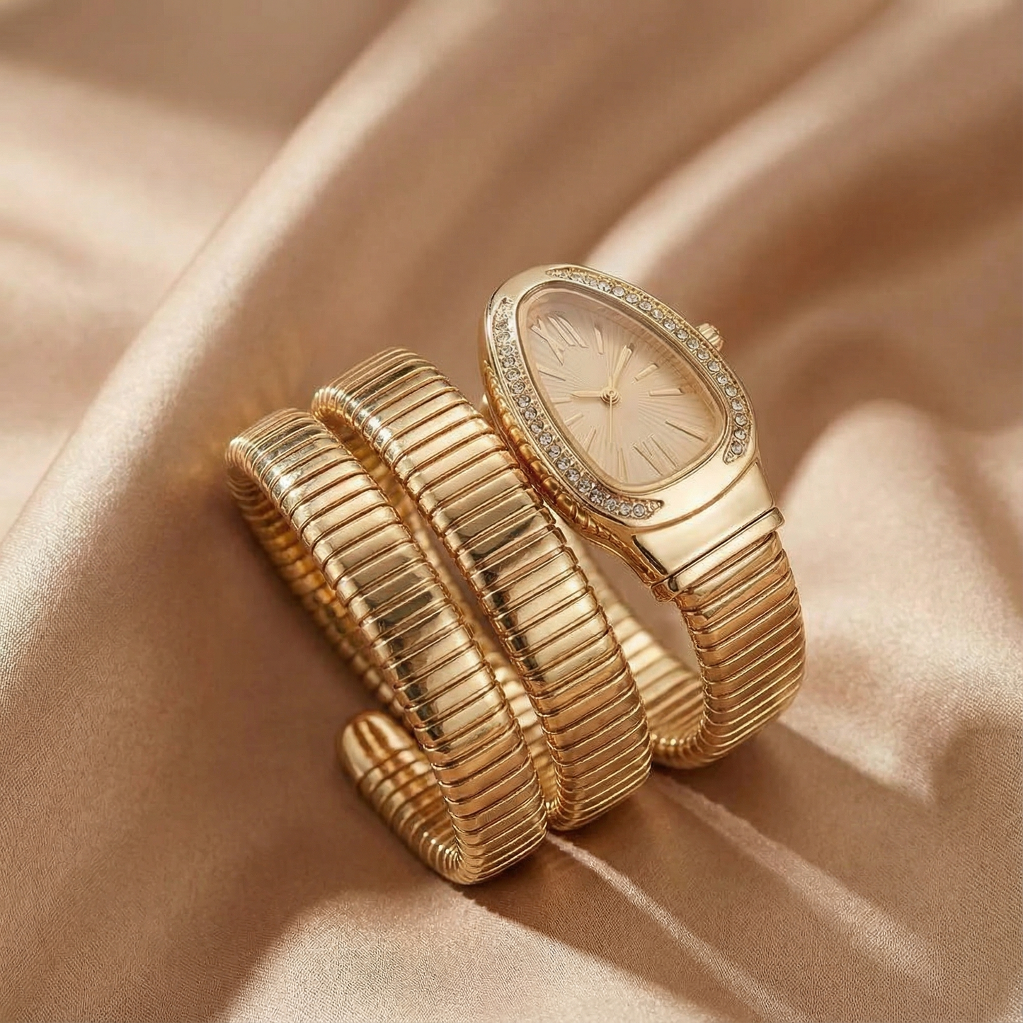 Sculptural Coil Watch | Stainless Steel Statement Design | Elegant Wrap Bracelet | Timeless Modern Luxury