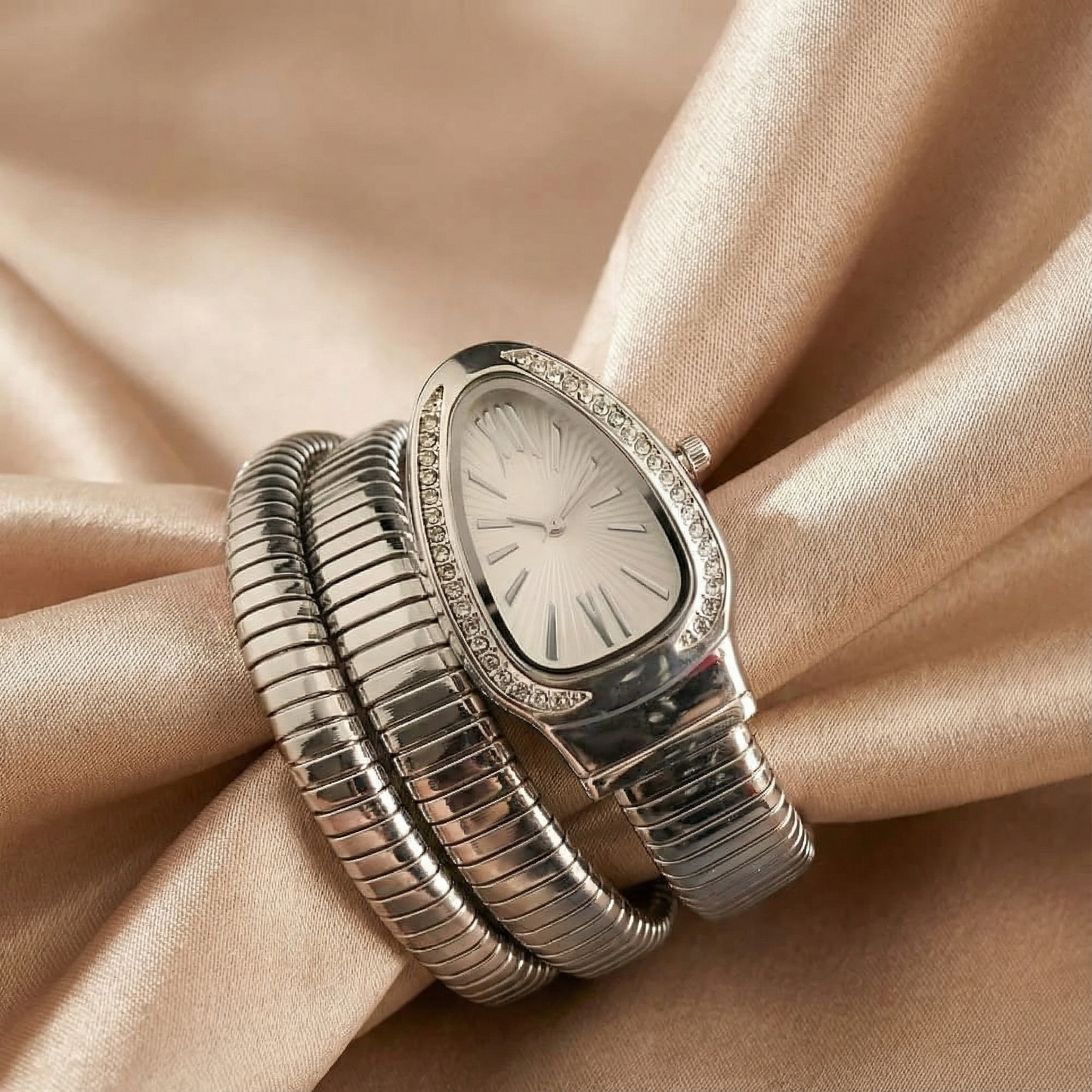 Sculptural Coil Watch | Stainless Steel Statement Design | Elegant Wrap Bracelet | Timeless Modern Luxury