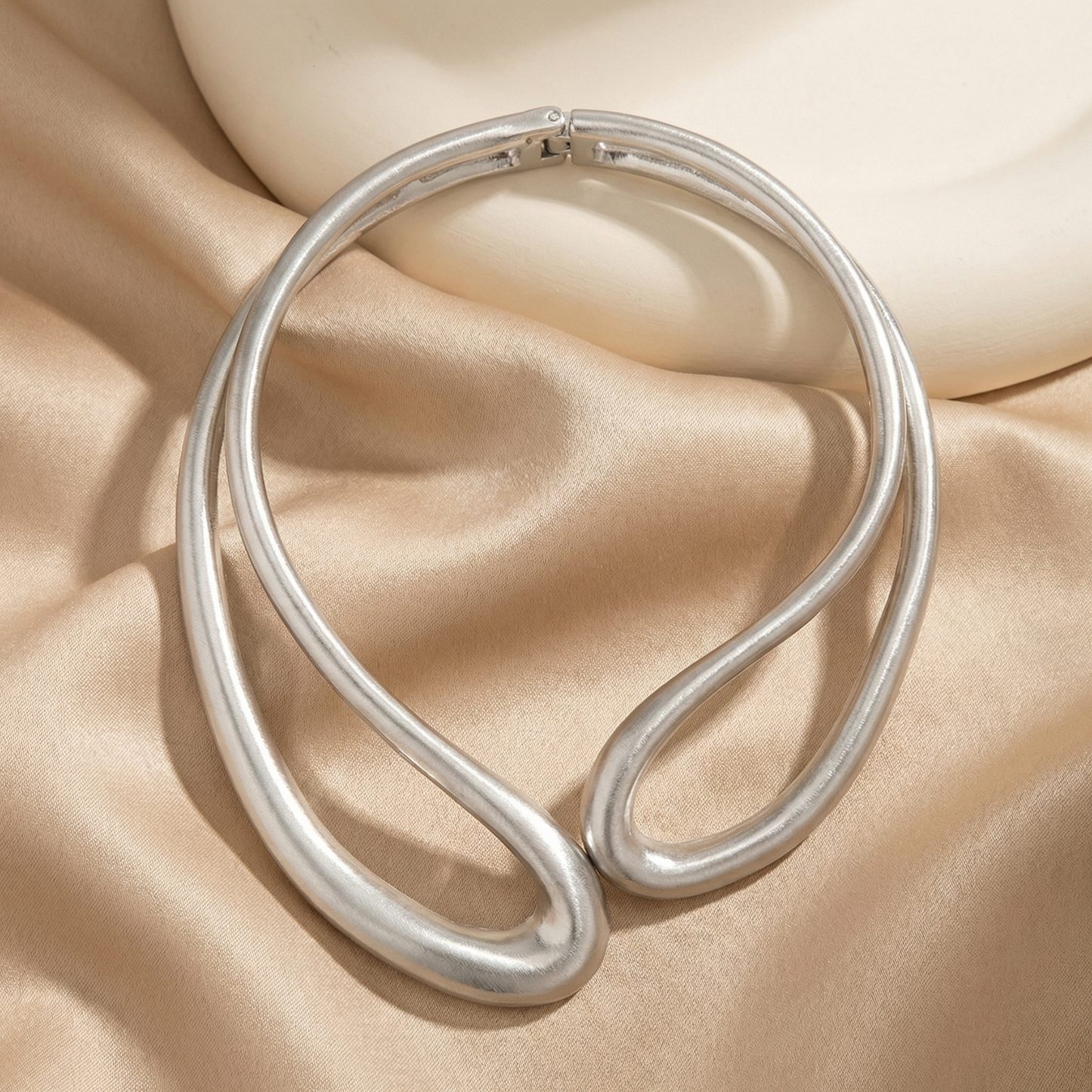 Sculptural Stainless Steel Necklace | Gold & Silver Finish | Modern Statement Chain