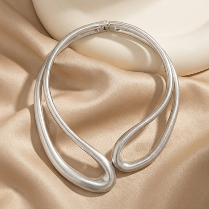 Sculptural Stainless Steel Necklace | Gold & Silver Finish | Modern Statement Chain