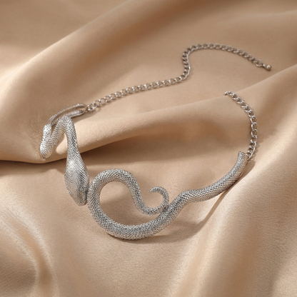 Gold & Silver Snake Stainless Steel Necklace | Sculptural Statement Chain | Modern Elegant Jewellery