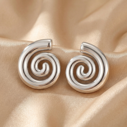 Modern Spiral Statement Earrings in Gold & Silver | Bold Lightweight Swirl Earrings for Everyday & Party Style
