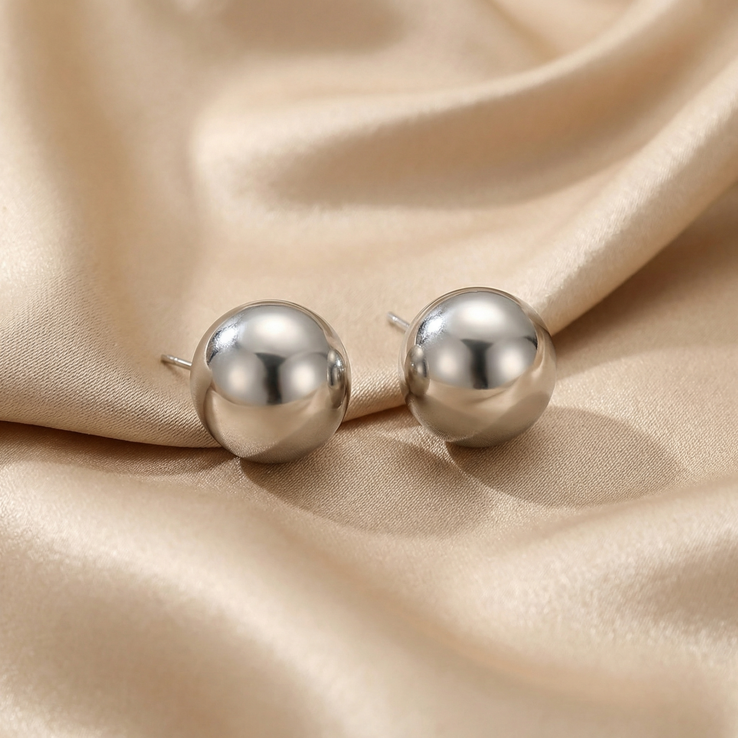 Elegant Dome Stud Earrings in Gold & Silver | Polished Stainless Steel Minimalist Statement Earrings
