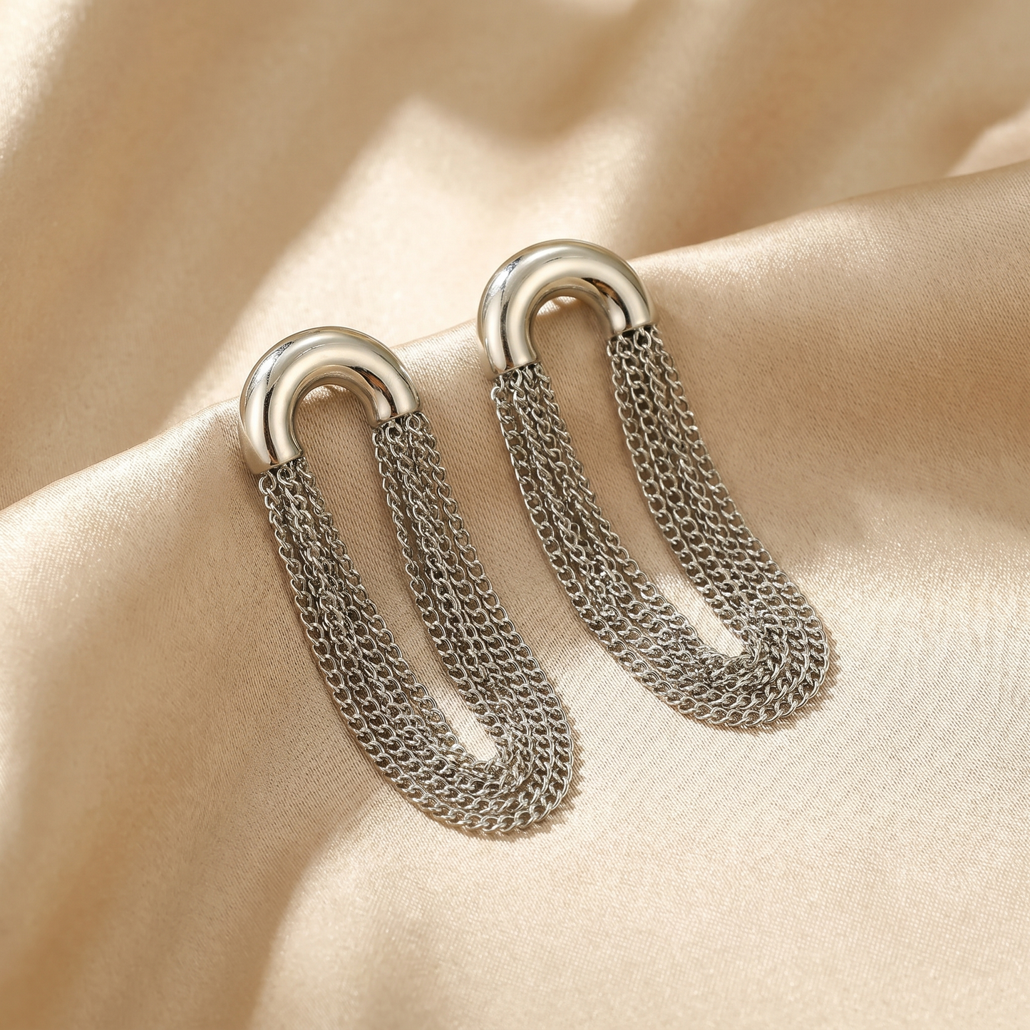 Bold Chain Tassel Earrings in Gold & Silver | Statement Drop Design