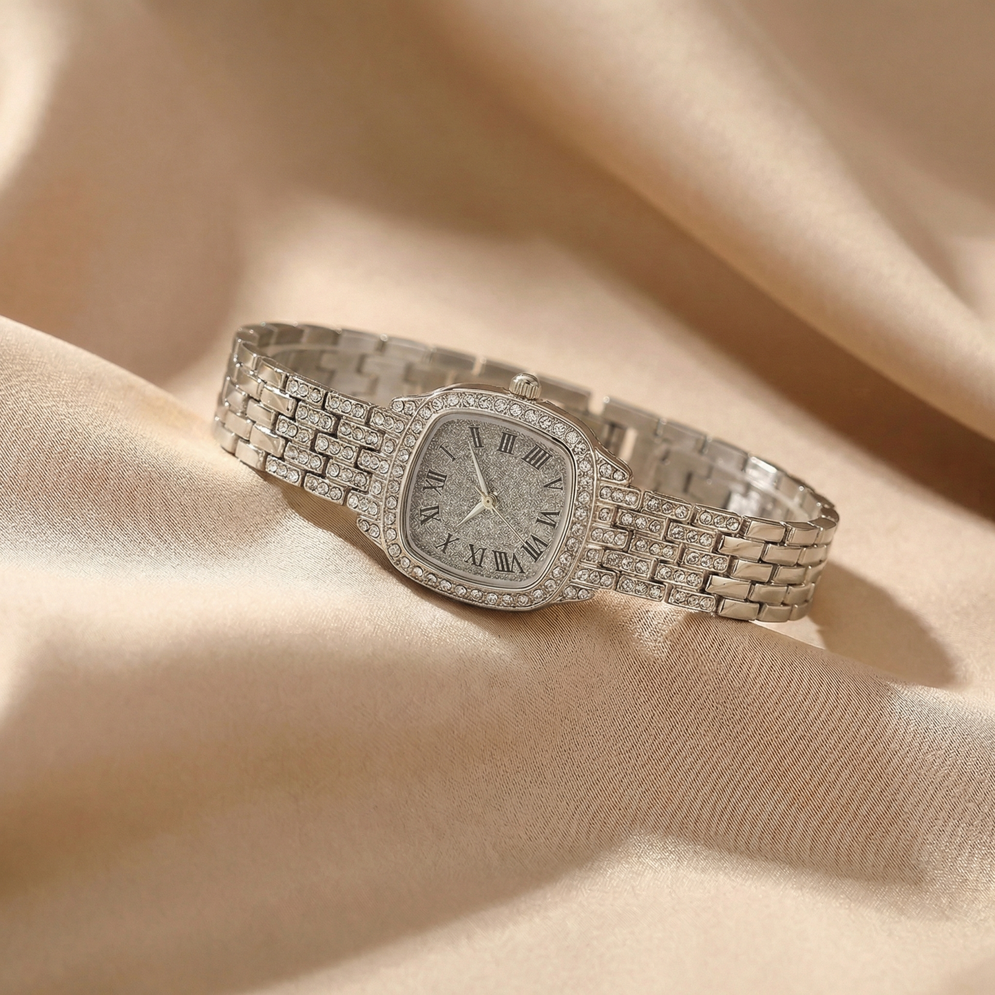 Stainless Steel Watch with Crystal Bracelet | Gold, Rose Gold & Silver Variants | Elegant Luxury Quartz Watch