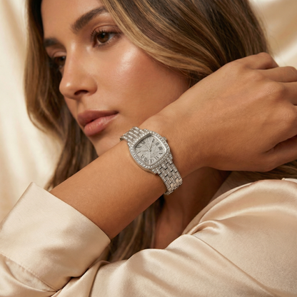 Stainless Steel Watch with Crystal Bracelet | Gold, Rose Gold & Silver Variants | Elegant Luxury Quartz Watch