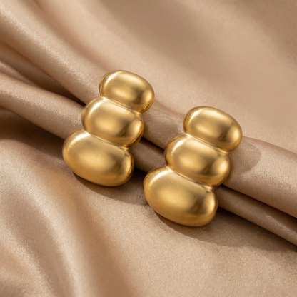 Bold Gold Bubble Stud Earrings in Polished Stainless Steel | Waterproof Statement Jewelry