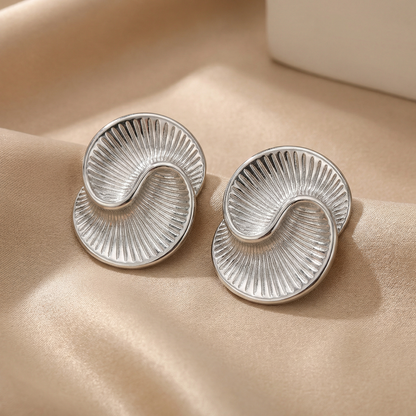 Sculptural Spiral Statement Earrings | Gold & Silver Finish | Modern Textured Drop Earrings