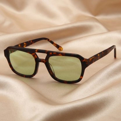 Luxury Vintage Tortoiseshell Rectangular Sunglasses | Retro Designer Square Frame Shades