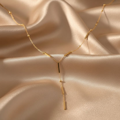 Gold Bar Drop Necklace | Stainless Steel Y-Chain Necklace | Women’s Minimalist Jewellery