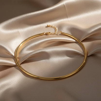 Gold or Silver Smooth Collar Necklace | Stainless Steel Choker Necklace | Women’s Modern Jewellery