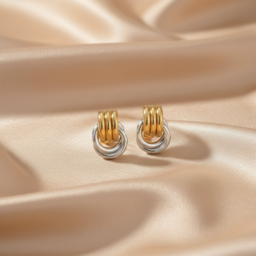 Gold, Silver & Two-Tone Loop Earrings | Stainless Steel Women’s Multi-Ring Studs | Modern Fashion Earrings