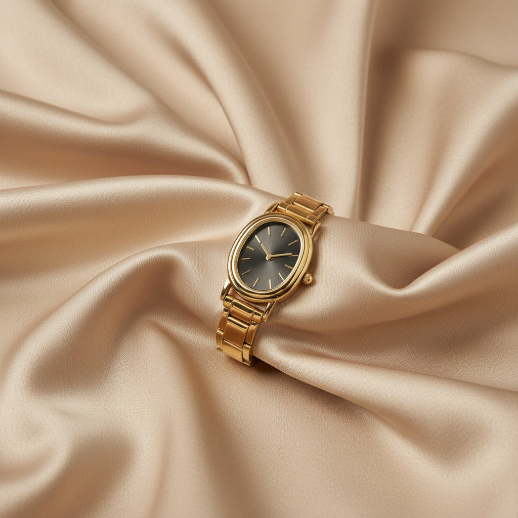 Gold, Light Gold & Silver Oval Watch | Stainless Steel Women’s Classic Bracelet Watch | Modern Everyday Timepiece