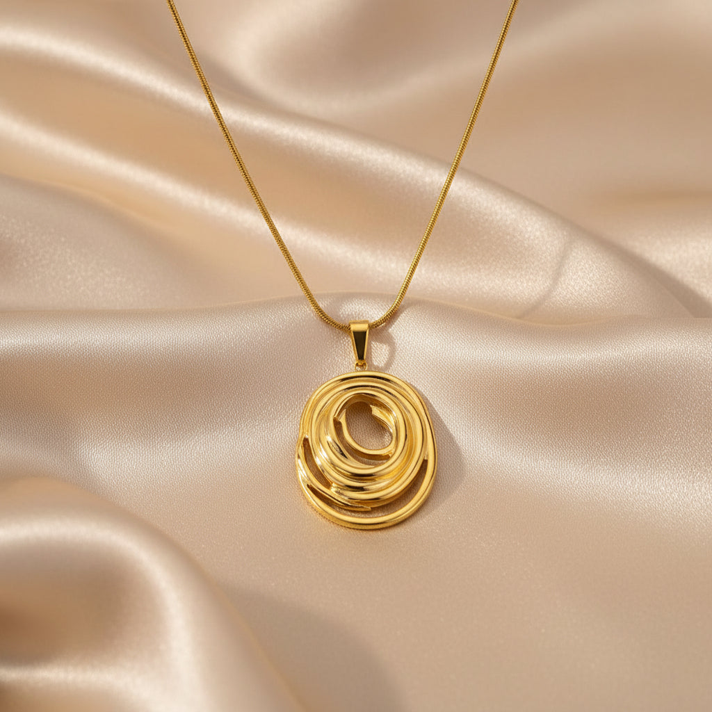 Gold & Silver Spiral Pendant Necklace | Stainless Steel Modern Swirl Design | Women’s Fashion Jewellery
