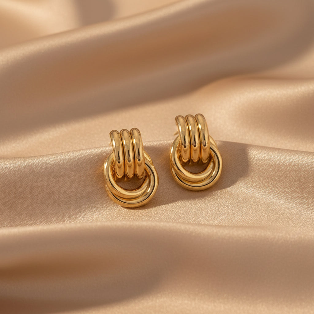 Gold, Silver & Two-Tone Loop Earrings | Stainless Steel Women’s Multi-Ring Studs | Modern Fashion Earrings