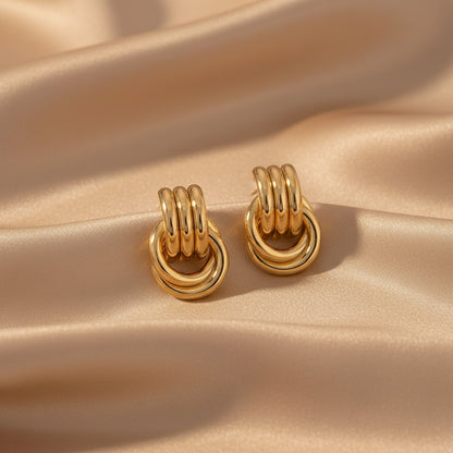 Gold, Silver & Two-Tone Loop Earrings | Stainless Steel Women’s Multi-Ring Studs | Modern Fashion Earrings