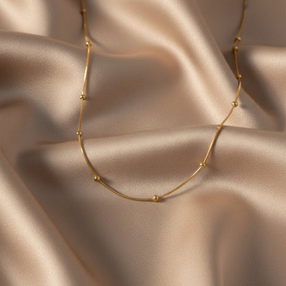 Minimalist Gold Beaded Necklace | Delicate Adjustable Chain | Dainty Everyday Jewelry | Stainless Steel