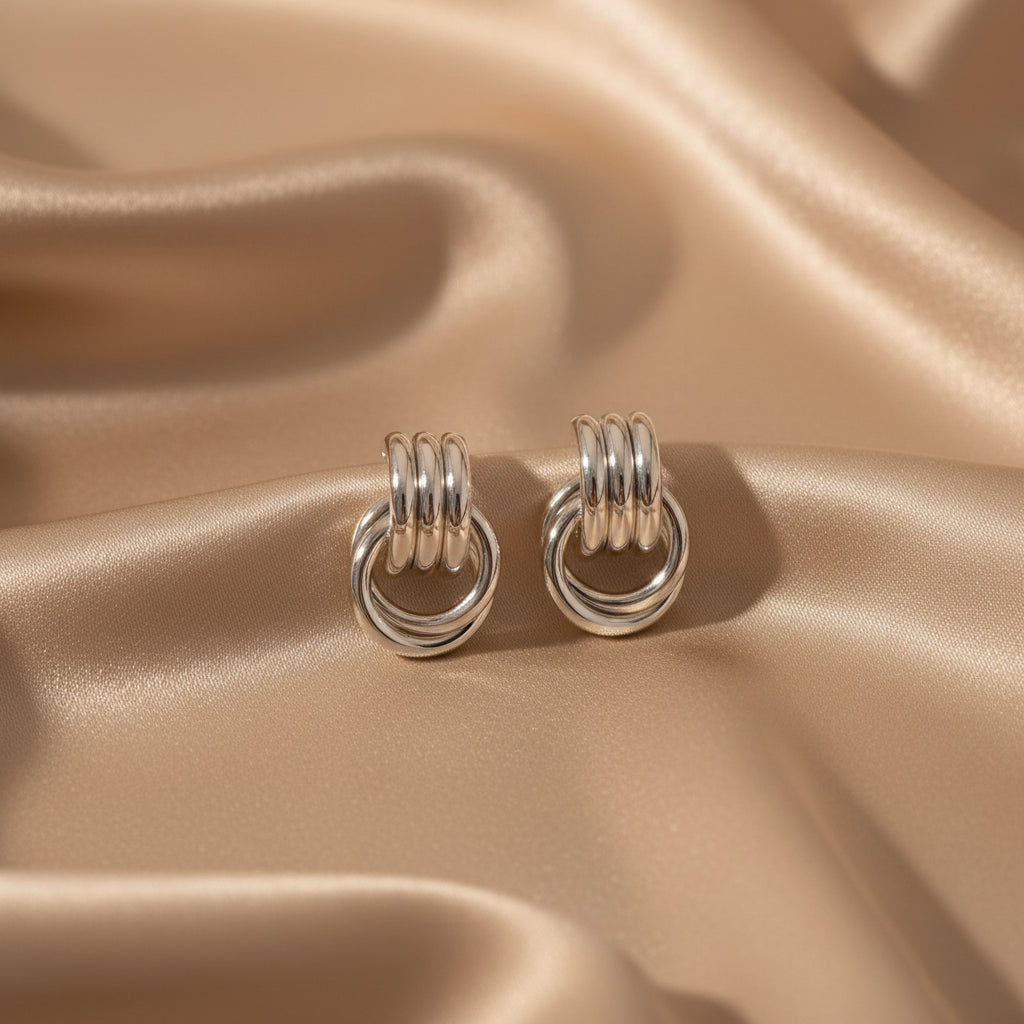 Gold, Silver & Two-Tone Loop Earrings | Stainless Steel Women’s Multi-Ring Studs | Modern Fashion Earrings