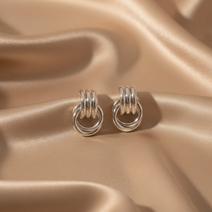Gold, Silver & Two-Tone Loop Earrings | Stainless Steel Women’s Multi-Ring Studs | Modern Fashion Earrings