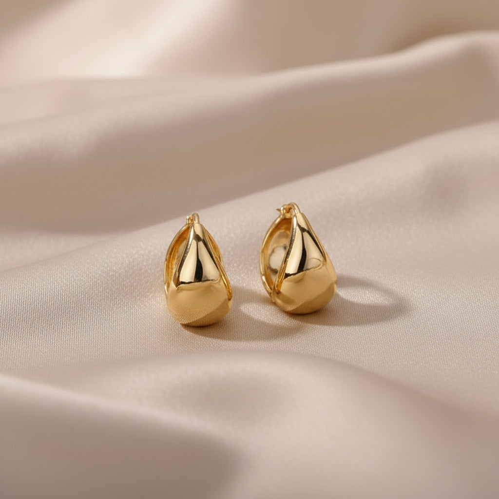 Gold & Silver Teardrop Chunky Earrings | Minimalist Drop Earrings | Stainless Steel Bold Hoop Drops | Modern Statement Jewellery
