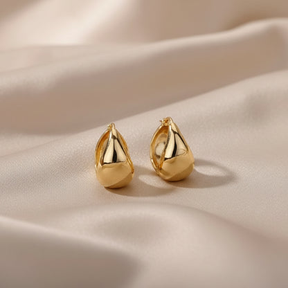 Gold & Silver Teardrop Chunky Earrings | Minimalist Drop Earrings | Stainless Steel Bold Hoop Drops | Modern Statement Jewellery