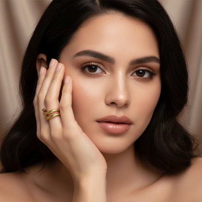 Gold Adjustable Spiral Ring | Stainless Steel Women’s Ring | Open Band Fashion Ring | One Size Fits All