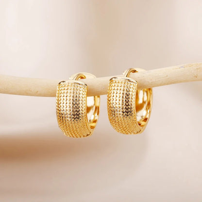 Gold & Silver Textured Hoop Earrings | Stainless Steel Women’s Chunky Huggies | Modern Fashion Earrings